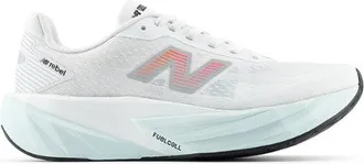New Balance Mujer FuelCell Rebel v5 en Blanco/Rosa/Azul, Talla 36.5