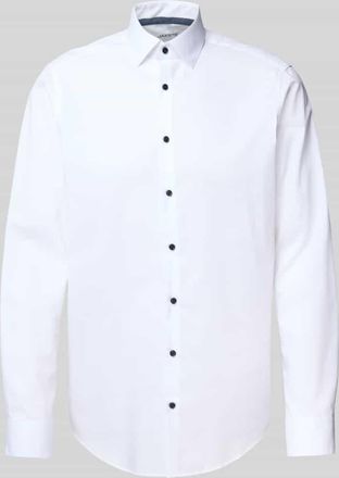 Jake*s Regular Fit Business-Hemd mit Knopfleiste in Weiss, Größe 41/42