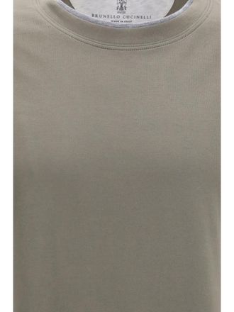 Brunello Cucinelli Mens Cotton T-Shirt Military Green T-Shirts And Polos