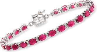 Ross-Simons Ruby and. White Topaz Tennis Bracelet in Sterling Silver With Magnetic Clasp
