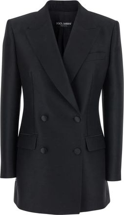 Dolce & Gabbana Zwarte Jassen Giacca - Dames - Blazers - Zwart - XS - Wol - Jassen