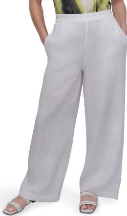 DKNY Wide Leg Linen Pants in White at Nordstrom, Size X-Large