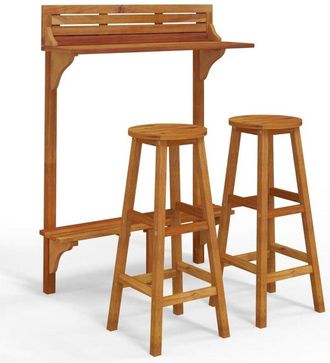vidaXL Juego muebles de bar de balcón 3 piezas madera maciza de acacia Vidaxl
