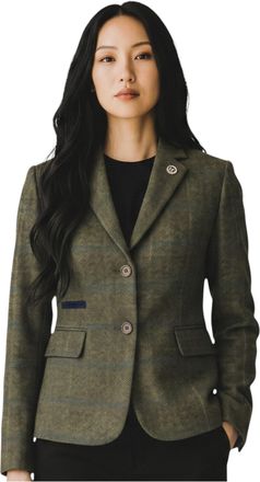 TruClothing Dames olijfkleurig getailleerd geruite tweed blazer formeel jasje - TPSTZ-7