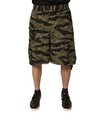 Dolce & Gabbana Black Gold Patterned Cotton Bermuda Mens Shorts