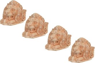 Biscottini International Biscottini - Juego De 4 Pies Florero Cabeza De Le&oacute;n En Terracotta Toscana 100% Made In Italy Totalmente Artesanal