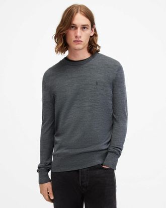 AllSaints Mode Merino Crew Neck Ramskull Sweater
