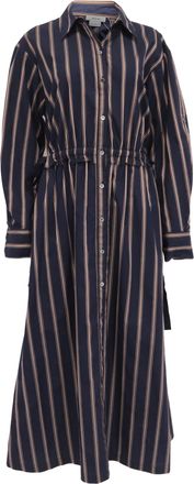 Jason Wu Striped Long Dress in Navy Blue Cotton