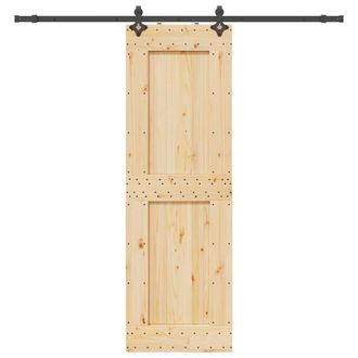 Berkfield Home Sliding Door with Hardware Set 70x210 cm Solid Wood Pine in Brown