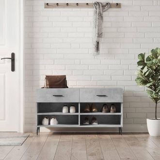 vidaXL Shoe Bench Concrete Grey 102x35x55 cm Engineered Wood Vidaxl
