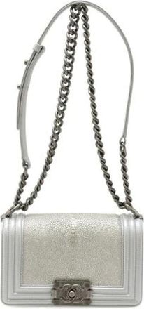 Chanel Borsa a tracolla Boy Galuchat in pelle metallizzata Pre-owned - - Pre-owned - Donna - Grigio - ONE SIZE
