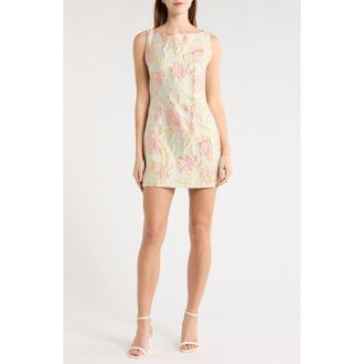 Staud Mimi Metallic Foral Satin Brocade Dress in Botanica Aloe at Nordstrom, Size 10