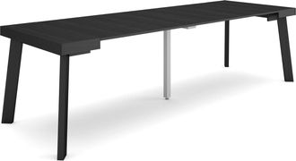 Skraut Home Mesa Consola Extensible, Mesa Comedor Plegable, 260, Para 12 Comensales, Patas De Madera, Estilo Moderno, Negro - Skraut Home