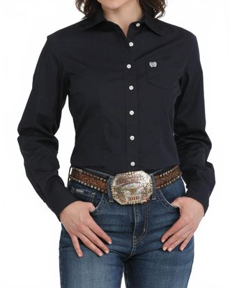 Cinch Womens Plain Weave Shirt In Navy