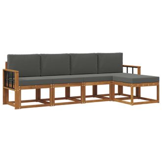 vidaXL Conjunto De Sof&aacute;s De Exterior 5 Pcs Natural Y Antracita Vidaxl