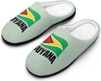 Generic Guyana Flag Guyanese Mens Slippers Slip On Comfortable Fleece Cotton House Shoes Winter