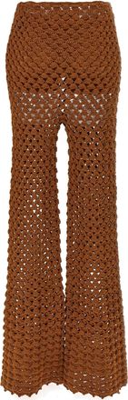 Ermanno Scervino Womens Brown Cotton Flared Pants