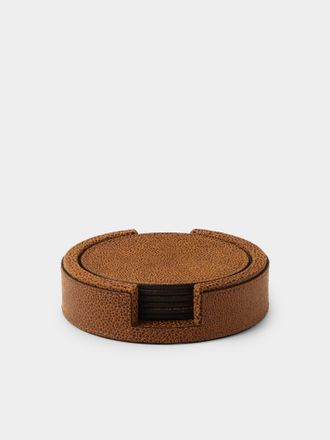 Pinetti Set of 6 Leather Round Coasters