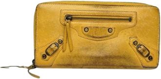 Balenciaga Pre-owned Leather Wallet - Dames - Vintage Accessoires - Geel - ONE Size - Leer - Vintage
