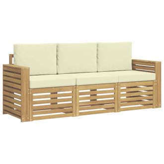 vidaXL Juegos De Sof&aacute;s 3 Uds. Blanco Y Crema Poli&eacute;ster Vidaxl