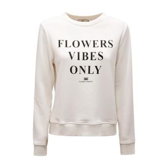 Elisabetta Franchi N6661 Felpa WO Sweatshirt - Dames - Sweatshirts - Wit - S - Satijn - Hoodies & sweatvesten