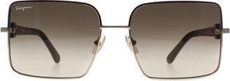 Ferragamo Square Womens Gold Brown Gradient SF302SL Metal - One Size