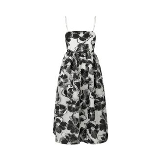 Stine Goya Anemone Jacquard Midi Jurk - Dames - Casual kleedjes - Zwart - XS - Polyester - Kleedjes