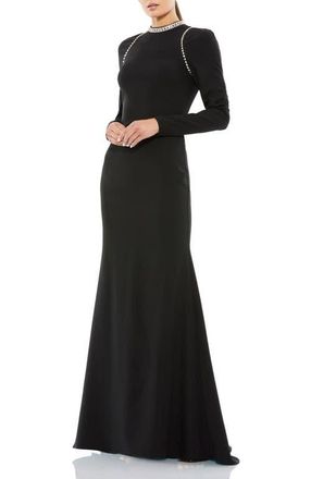 Mac Duggal Raglan Long Sleeve High Neck Gown in Black at Nordstrom, Size 10