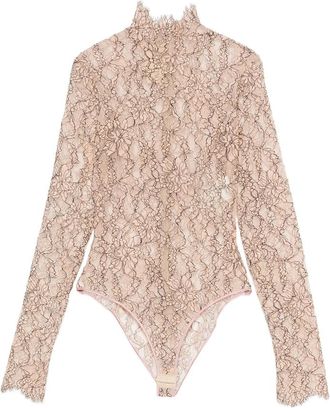 Valentino Floral-lace High-neck Bodysuit