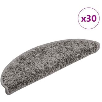 vidaXL Vidaxl - Alfombrillas Para Escaleras 30 Unidades 56x17x3 Cm Gris Semicircular