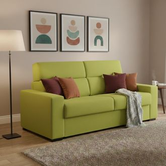 Dmora Sof&aacute; Cama 2 Plazas Casabona, Desenfundable, Con Almacenaje Hecho En Italia, De Apertura Abatible, 180x95 Cm Verde