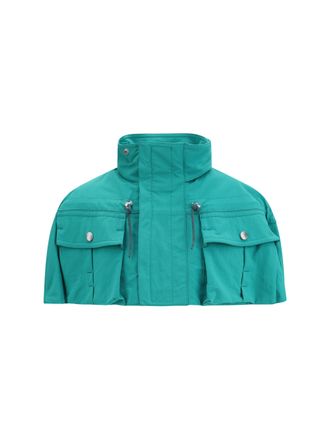 Prada Mens Nylon Cape Turquoise Coat