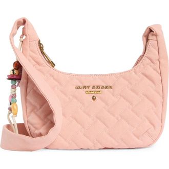 Kurt Geiger Angel Quilted Hobo Shoulder Bag in Light/Pastel Pink at Nordstrom Rack