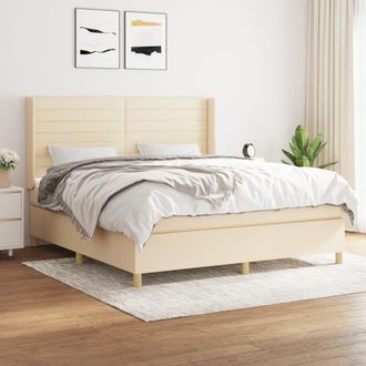 vidaXL Vidaxl - Cama Box Spring Con Colch&oacute;n Tela Color Crema 160x200 Cm