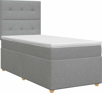 vidaXL Cama Box Spring Con Colch&oacute;n Gris Claro Individual Tela Vidaxl