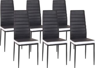 IDMarket Set Di 6 Sedie Da Pranzo Romane Nere Con Fascia Bianca