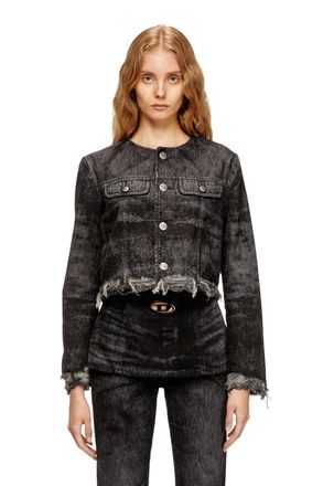 Diesel Jacket in lasered cotton-hemp denim - Denim Jackets - Woman - Black