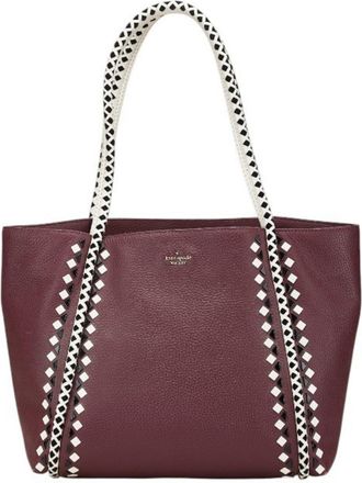 Kate Spade New York Black Red Color White Wine Leather Handbag Tote Bag (Pre-Owned)