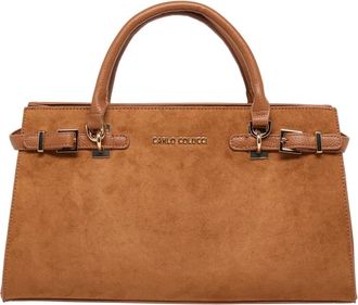 Carlo Colucci Cc-0191 Su&egrave;de-Look Handtas - Dames - Handtassen - Bruin - ONE Size - Su&egrave;de - Tassen