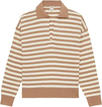 Ines De La Fressange Teo Gestreepte Trui - Dames - V-hals truien - Beige - L - Katoen - Truien & Vesten