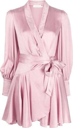 Zimmermann long-sleeve wrap silk minidress - women - Silk - 1 - Pink
