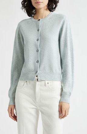 Johnstons of Elgin Iris Cashmere Crewneck Cardigan in Lunan Mint at Nordstrom, Size X-Small
