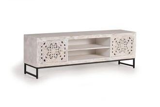 Giner&Colomer Mueble tv en madera de mango tallada y metal