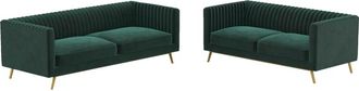 Rendez-Vous D&eacute;co Conjunto de sof&aacute;s de terciopelo verde de 5 plazas