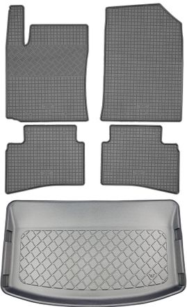 OEM Kia Rio Iv Yb Hatchback (5 Puertas) Desde 09.2020 Set - Alfombrillas De Goma Para Coche + Alfombrilla Para Maletero