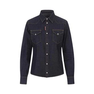 Dsquared2 Dames, Blouses & Shirts, Blauw, Maat: 3XS Denim