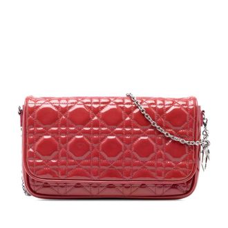 Dior Pre-owned Dior Patent Cannage Lady Dior Wallet On Chain Ladies QU2W74ZTMFOQ6G3J