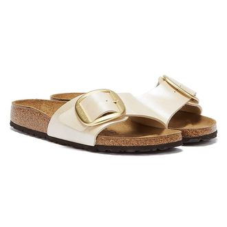 Birkenstock Madrid Grote Gesp Birko Flor Parel Damessandalen Wit
