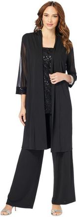 Roaman's Plus-Size 3 Piece Knit Embellished Pant Set in Black at Nordstrom, Size 36