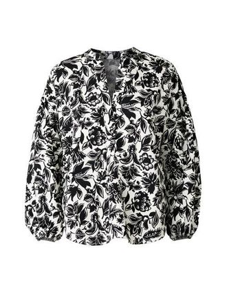 C&acirc;llas Milano Keaton Shirt with lantern sleeves Floral in Black/white at Nordstrom, Size 10 It